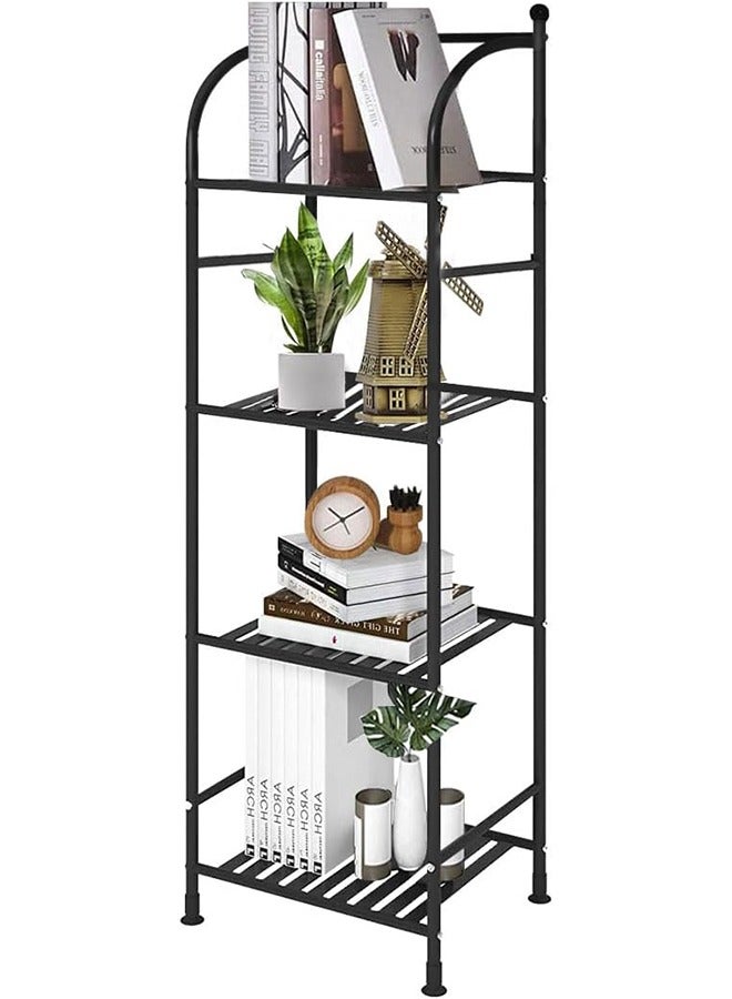 Solerconm 4 Tier Bathroom Storage Open Shelf Unit,Storage Shelf Rack,Free-Standing Metal Corner Rack Shelving for Bathroom,Kitchen, Living Room, Hallway,Display Bath Essentials, Planters, Books (4-Tier, Black) - Image 1