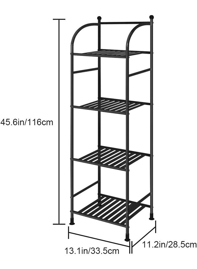 Solerconm 4 Tier Bathroom Storage Open Shelf Unit,Storage Shelf Rack,Free-Standing Metal Corner Rack Shelving for Bathroom,Kitchen, Living Room, Hallway,Display Bath Essentials, Planters, Books (4-Tier, Black) - Image 2