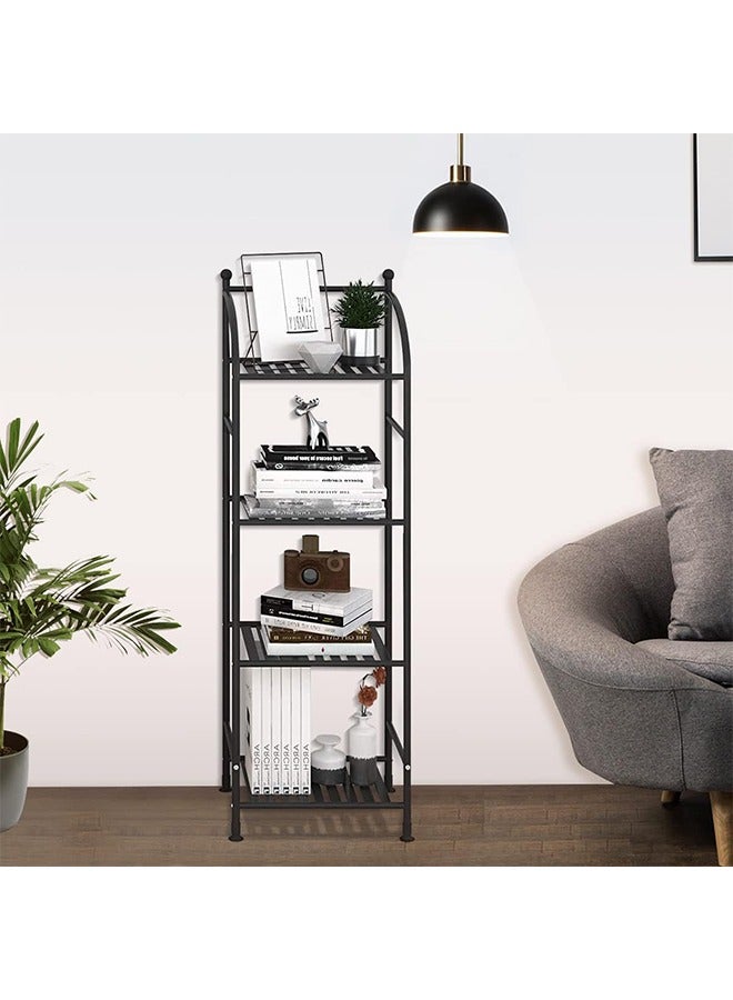 Solerconm 4 Tier Bathroom Storage Open Shelf Unit,Storage Shelf Rack,Free-Standing Metal Corner Rack Shelving for Bathroom,Kitchen, Living Room, Hallway,Display Bath Essentials, Planters, Books (4-Tier, Black) - Image 4