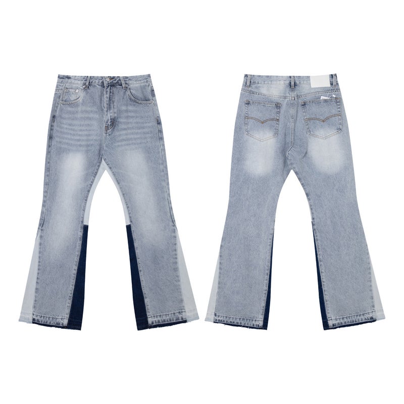 Gallery Dept. American Retro Casual Pants For Men And Women, Denim Flared Jeans With Washed And Distressed Patchwork - Image 3