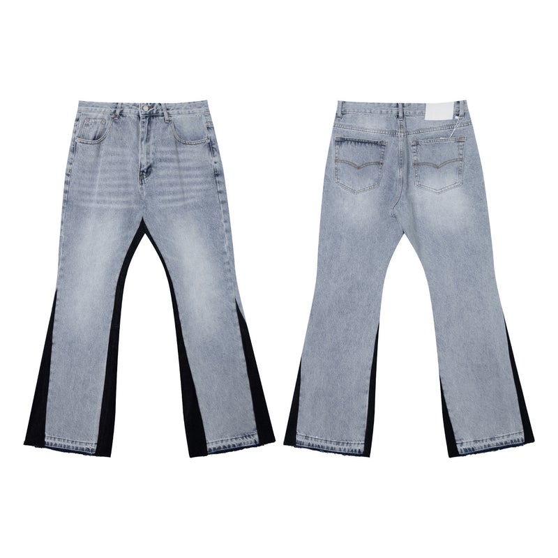 Gallery Dept. American Retro Casual Pants For Men And Women, Denim Flared Jeans With Washed And Distressed Patchwork - Image 4