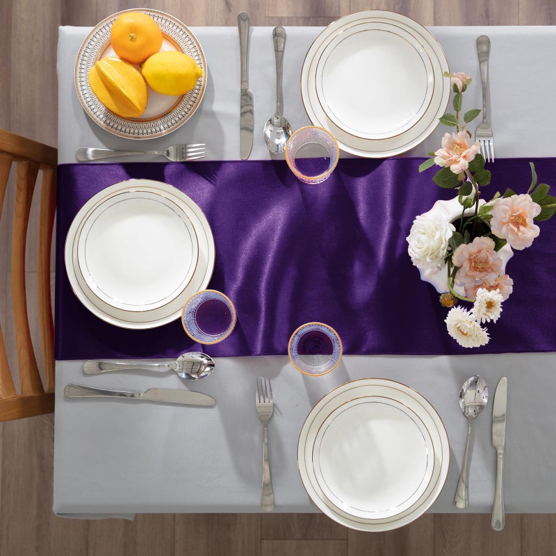 KKJIAF 2 Pack Purple Table Runners 12 x 108 Inch, Rectangular Smooth Satin Silk Table Runner for Wedding, Banquet, Birthday Party Decoration - Image 4