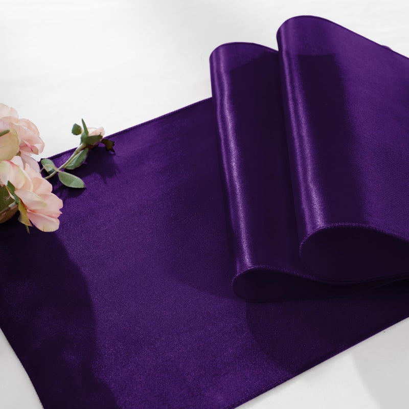 KKJIAF 2 Pack Purple Table Runners 12 x 108 Inch, Rectangular Smooth Satin Silk Table Runner for Wedding, Banquet, Birthday Party Decoration - Image 5