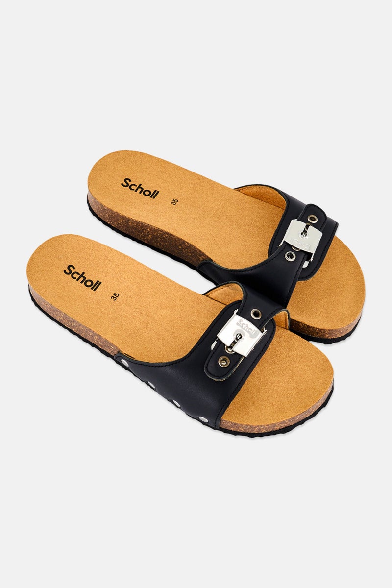 Scholl Women Pescura Flat Cork Slip On Sandals, Black - Image 2