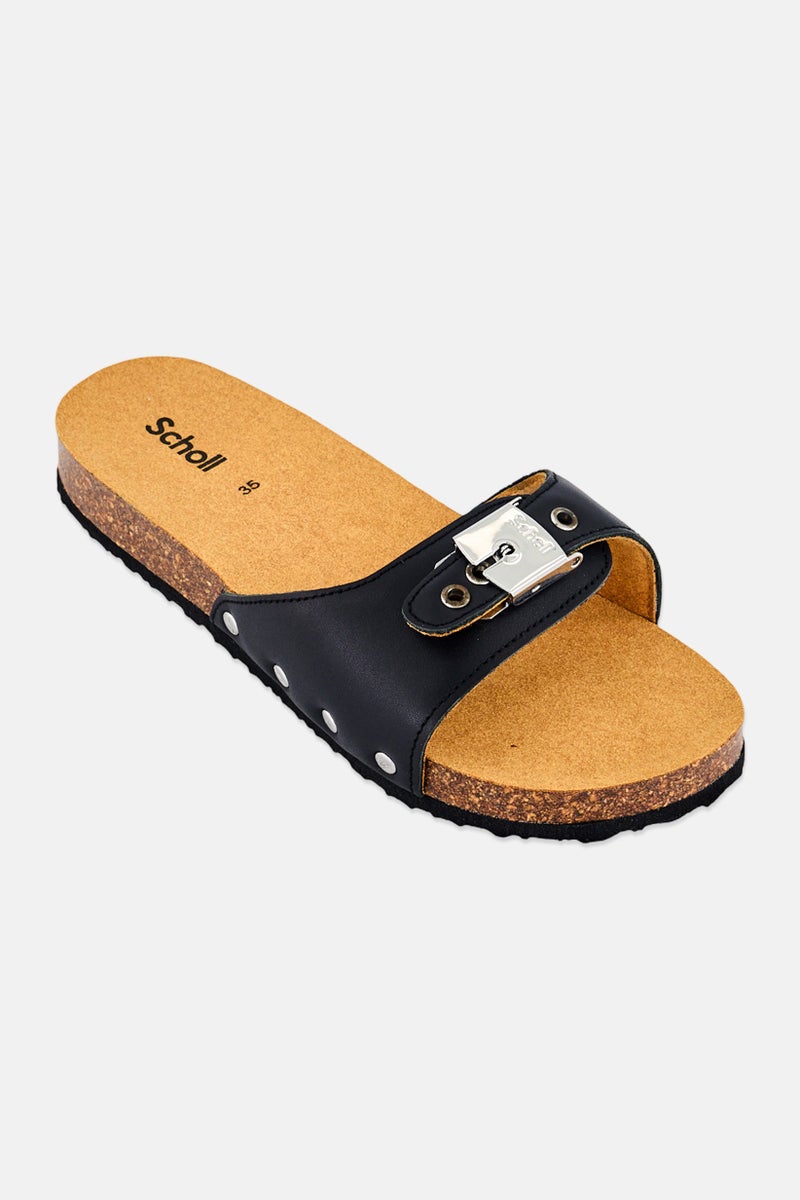 Scholl Women Pescura Flat Cork Slip On Sandals, Black - Image 1