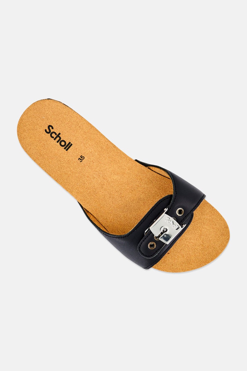 Scholl Women Pescura Flat Cork Slip On Sandals, Black - Image 3