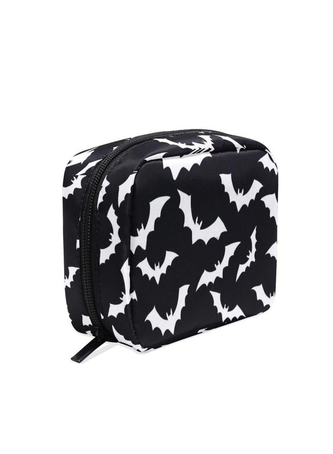 ZOEO Makeup Pouch Halloween Black Bat Mini Makeup Bag Organizer Travel Zip Toiletry Bag Small Cosmetic Train Case Beauty Bag for Teens Girls Women - Image 1