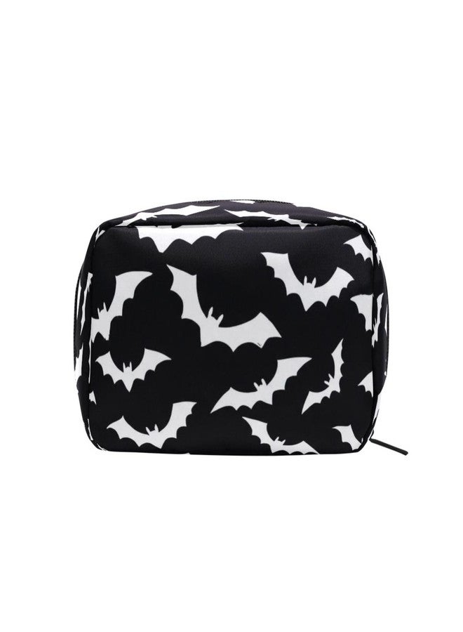 ZOEO Makeup Pouch Halloween Black Bat Mini Makeup Bag Organizer Travel Zip Toiletry Bag Small Cosmetic Train Case Beauty Bag for Teens Girls Women - Image 3