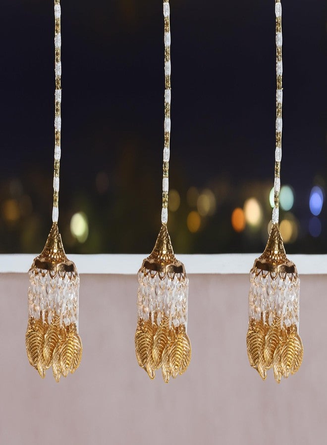 Nabhya Combo Of 3 Hanging Jhumar LED Warm White Color Light For Main Door & Window in Golden Body for Decoration, Festival, Party and Religious Place Diwali, Holi (Small Round Flower, Pack Of 3) - Image 2