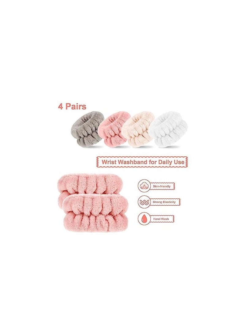 أوريتي 4 أزواج معصم سبا غسيل شريط ستوكات غسيل الوجه معصم غسيل فرقة منشفة - Image 2