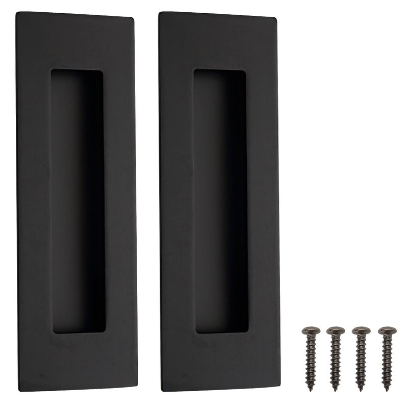Malimali 6 Inch Recessed Finger Flush Pulls For Pocket Door Closet Door  Sliding Barn Door Handle  Matte Black Stainless Steel Rectangular Door Pulls Hardware(2 Pack) - Image 1