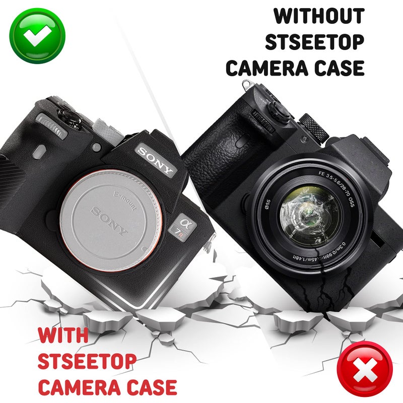 STSEETOP Camera Case for Sony A7RIV A7R4 - Protective Silicone DSLR Skin Cover, Detachable Cage, Shockproof, Dustproof (Black) - Image 5