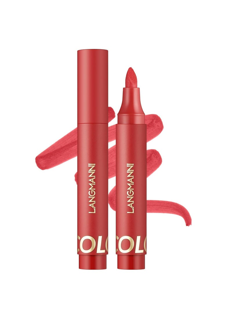LANGMANNI قلم تحديد الشفاه السائل الفاخر: مقاوم للماء، معزز للألوان، مجموعة أقلام أحمر شفاه تدوم طويلاً (#01) - Image 1