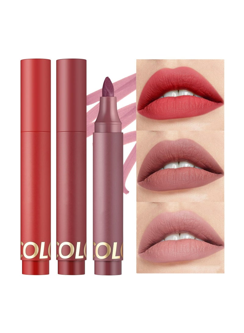 LANGMANNI قلم تحديد الشفاه السائل الفاخر: مقاوم للماء، معزز للألوان، مجموعة أقلام أحمر شفاه تدوم طويلاً (#01) - Image 2