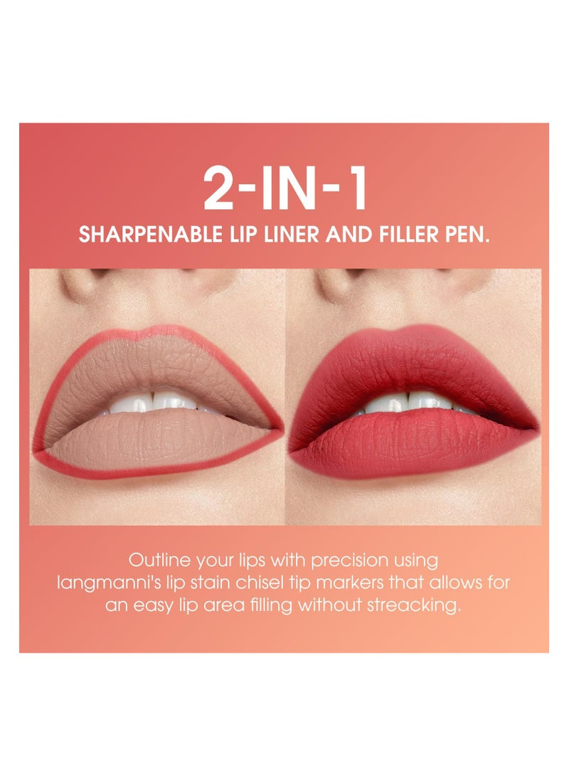 LANGMANNI قلم تحديد الشفاه السائل الفاخر: مقاوم للماء، معزز للألوان، مجموعة أقلام أحمر شفاه تدوم طويلاً (#01) - Image 4