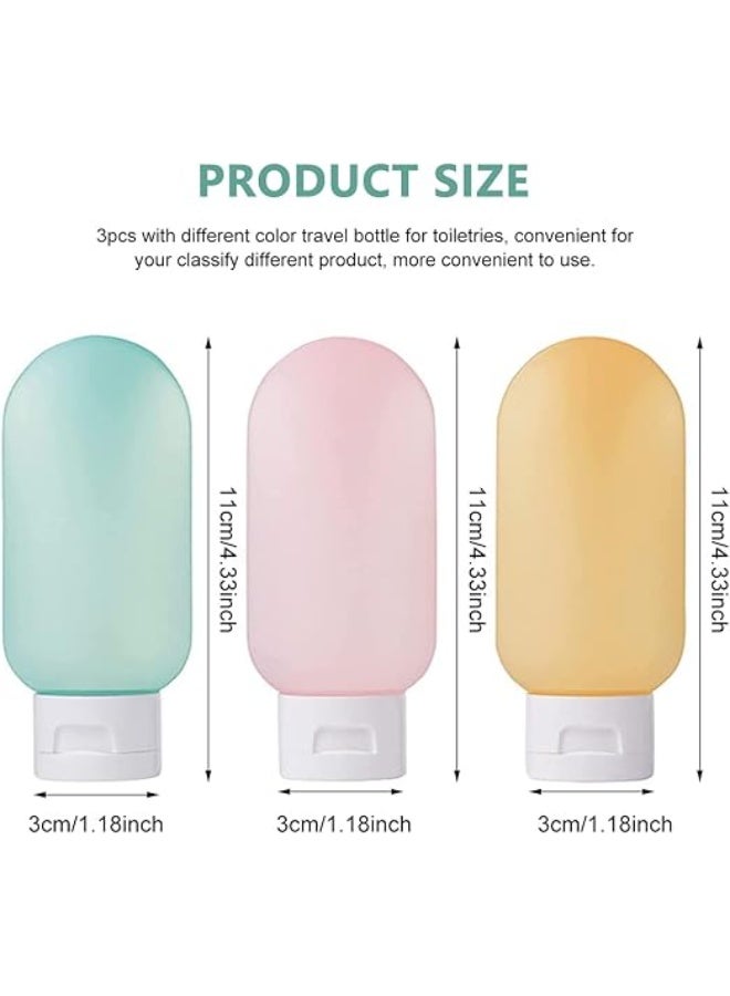 3 Pcs Travel Bottles Set, 60ML Travelling Bottles for Toiletries Kit Refillable Squeeze Container, Leak Proof Toiletry Bottles with Lids for Shampoo Lotion Body Wash, BPA-Free  - Image 2