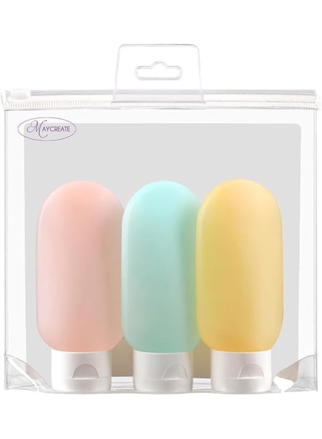 3 Pcs Travel Bottles Set, 60ML Travelling Bottles for Toiletries Kit Refillable Squeeze Container, Leak Proof Toiletry Bottles with Lids for Shampoo Lotion Body Wash, BPA-Free  - Image 1