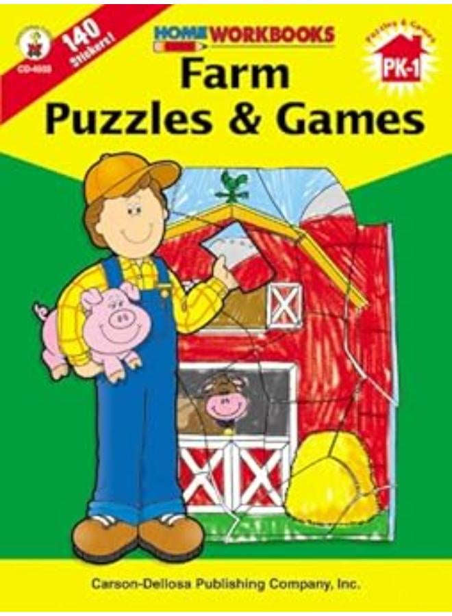 Farm Puzzles & Games, Grades PK - 1 (Home Workbooks) 