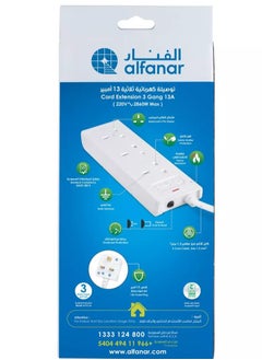 alfanar AL FANAR 13A Cord Extension 3 Sockets 3 Meters with Overload protection for more safety  - Image 4