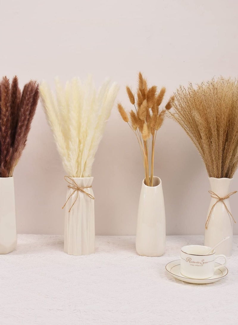 100 Pcs Dried Pampas Grass Decor, Brown and White Pampas Grass, Reed Grass, Rabbit Tail Grass, Boho Home Decor Bouquet, Dried Flowers for Wedding Floral Arrangements Wall Bathroom Decor - Image 2