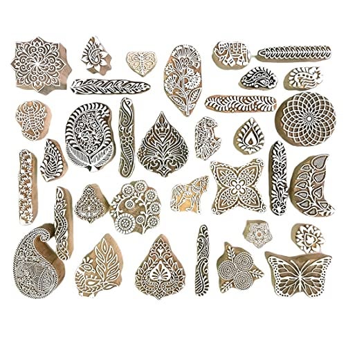 Kraftwala Deep Carved Wooden Stamp Scrapbooking Art Craft Stamp (1 to 3 inches) Printing Blocks (Pack of 10) - Image 2