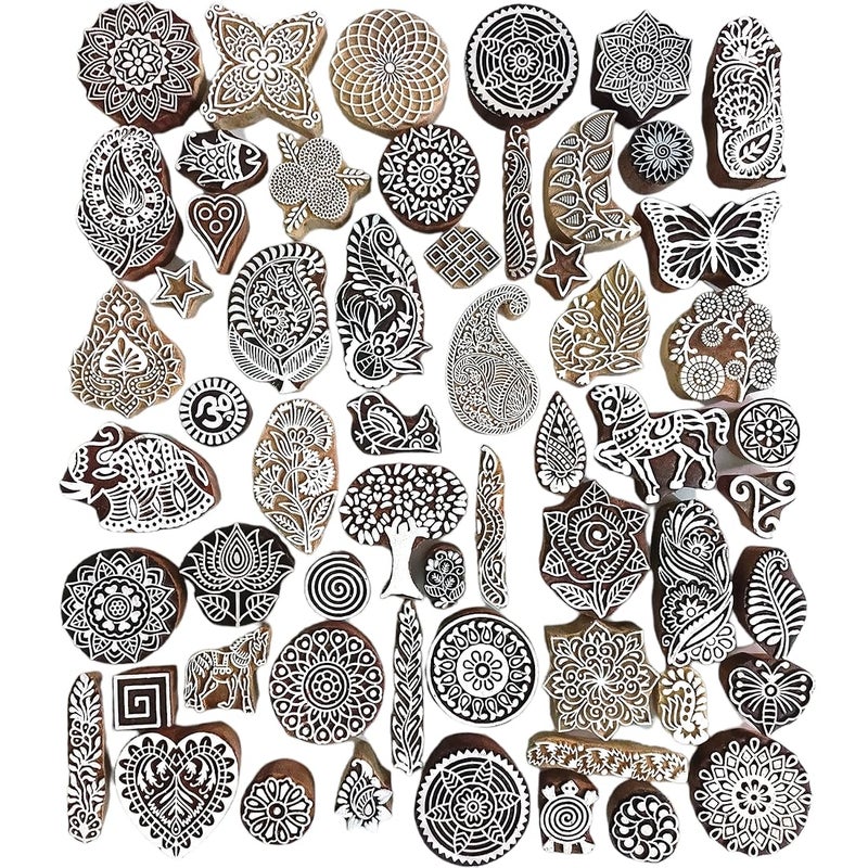 Kraftwala Deep Carved Wooden Stamp Scrapbooking Art Craft Stamp (1 to 3 inches) Printing Blocks (Pack of 10) - Image 5