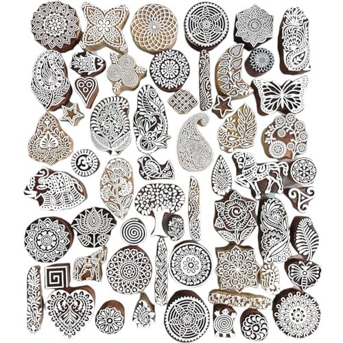 Kraftwala Deep Carved Wooden Stamp Scrapbooking Art Craft Stamp (1 to 3 inches) Printing Blocks (Pack of 10) - Image 1