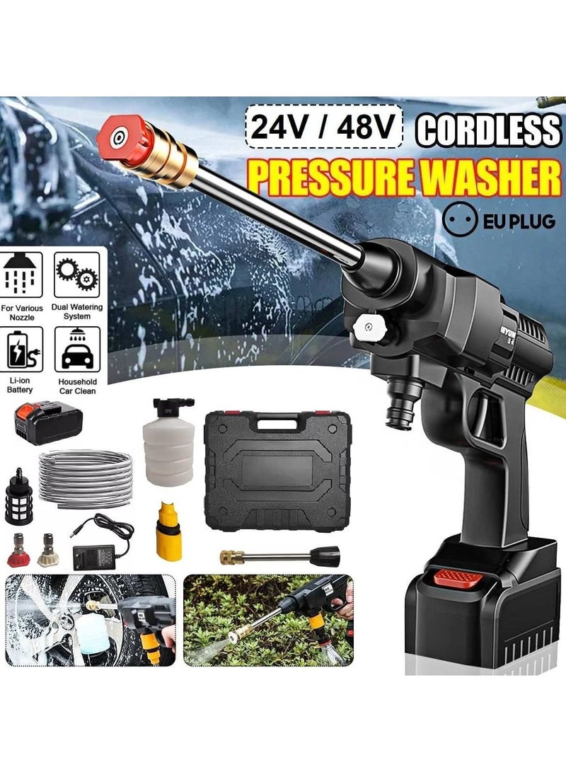 48V Cordless Portable Washer Electric High Pressure Cleaner Machine 200W 30Bar Lithium Handheld Car Cleaning Device With Foam Generator Nozzle Water Pump (Case Pack - EU Plug) - Image 1