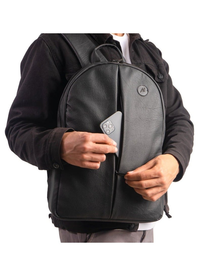 Ar supply Ar Back Slim by Arij Bags | Laptop Backpack, Slim Design, Dedicated Laptop Compartment, Outer Pockets, Work, University and Daily Use (42 × 27 × 9 cm) (Black) - Image 2