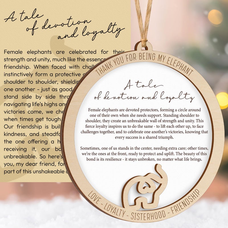Sensemory Friendship Elephant Ornament with Story Card, Sisterhood Elephant Ornament for Women Tribe, Friendship Gifts for Best Friends and Sisters, Unique Elephant Ornament for Special Bond (Loyalty) - Image 1