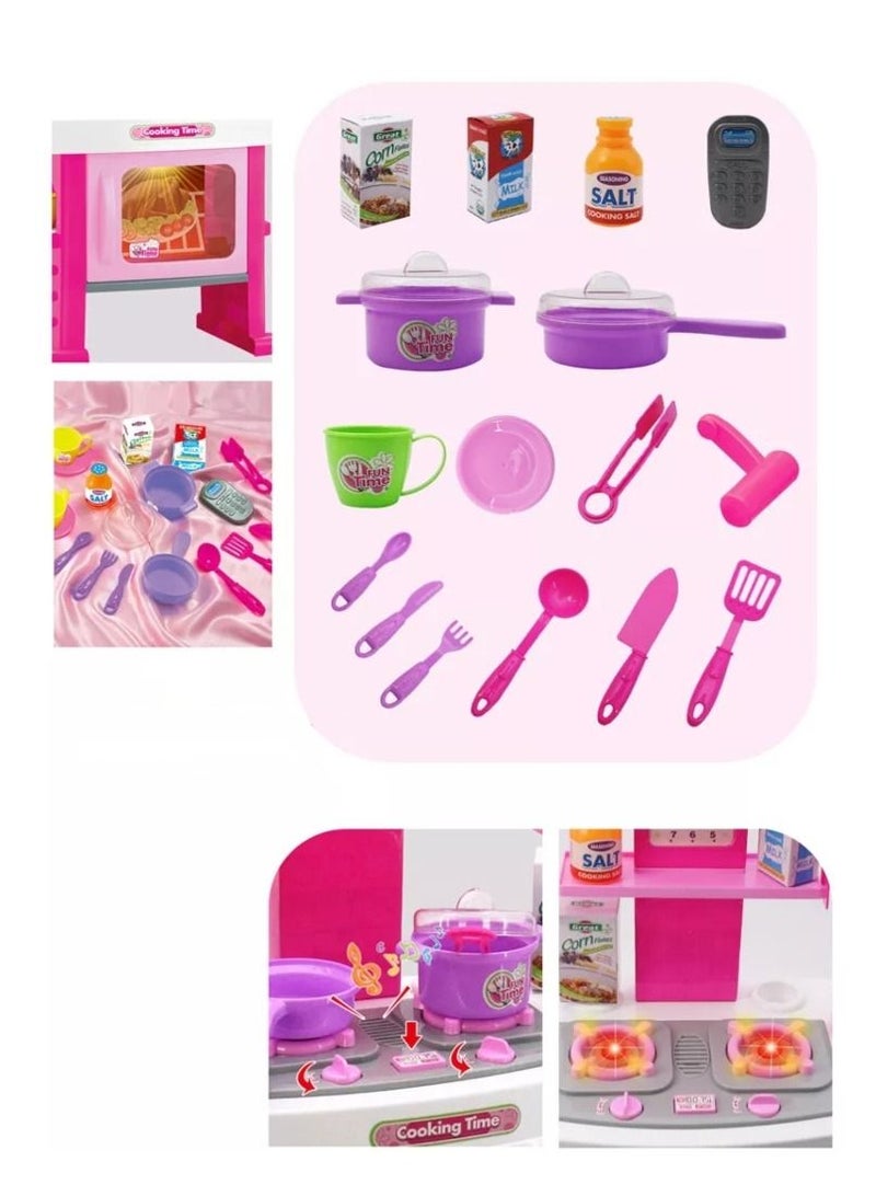 Bohui Kitchen Toys Playset for Kids / Children Pretend Play Toys Pot Microwave Oven Tableware Plastic Kitchen Cooking Toy Set with Light & Music for Girls & Boys and 19 other Accessories - Image 5