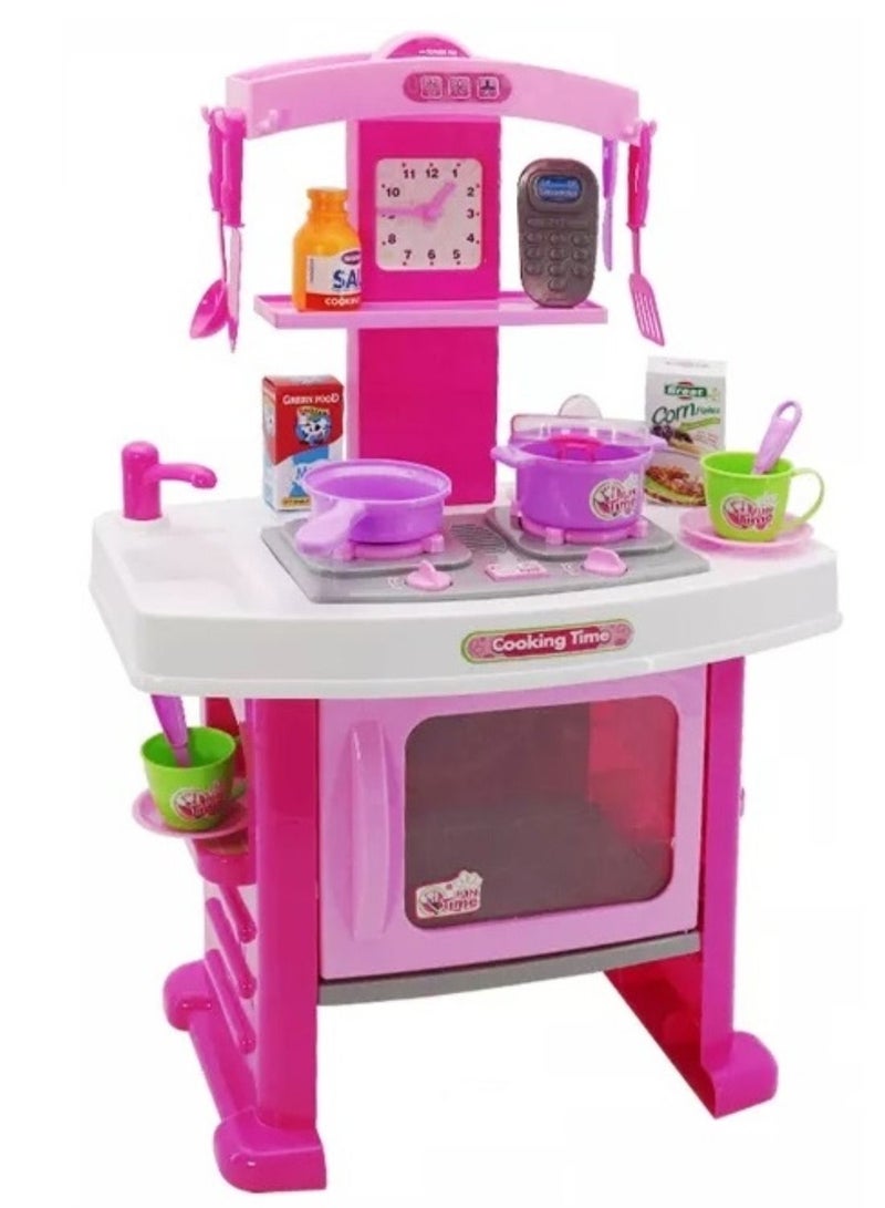 Bohui Kitchen Toys Playset for Kids / Children Pretend Play Toys Pot Microwave Oven Tableware Plastic Kitchen Cooking Toy Set with Light & Music for Girls & Boys and 19 other Accessories - Image 1