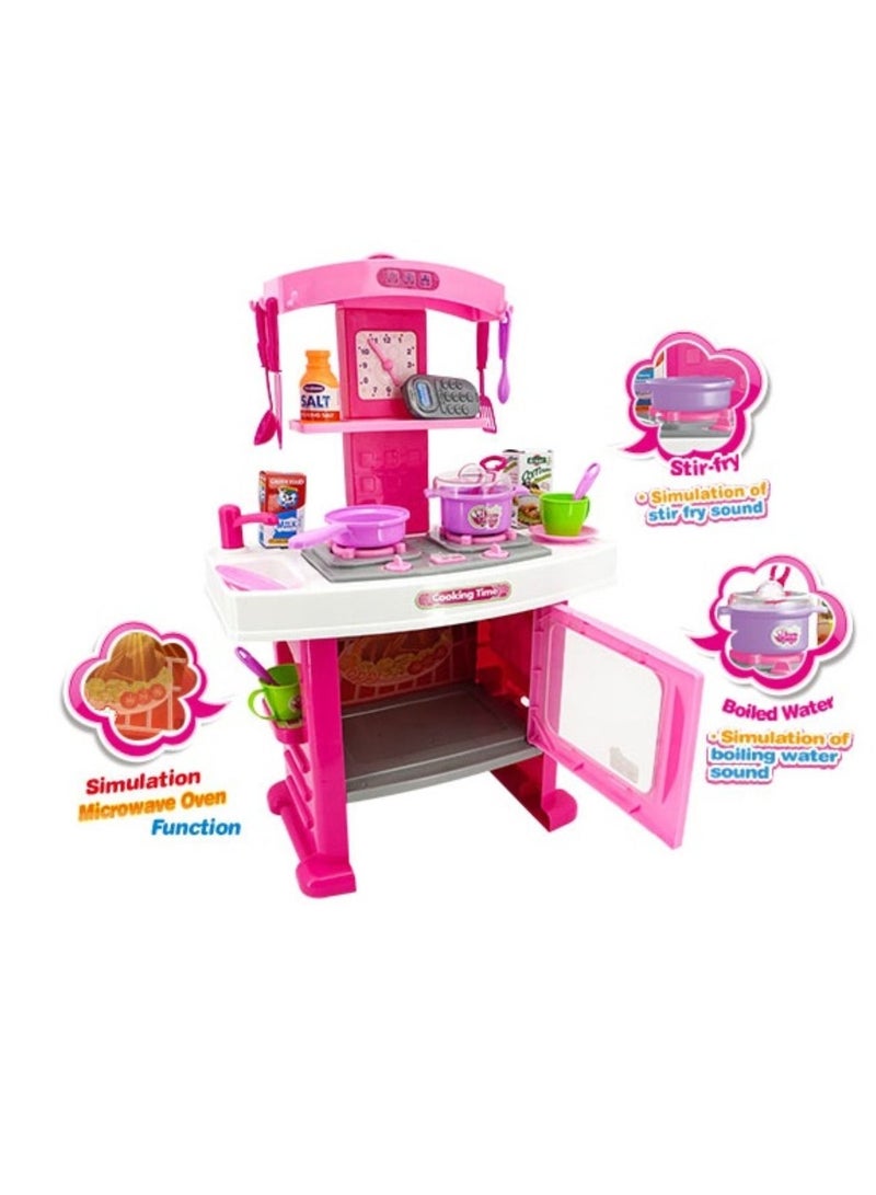 Bohui Kitchen Toys Playset for Kids / Children Pretend Play Toys Pot Microwave Oven Tableware Plastic Kitchen Cooking Toy Set with Light & Music for Girls & Boys and 19 other Accessories - Image 3