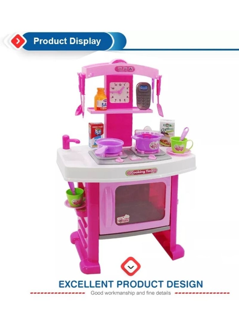 Bohui Kitchen Toys Playset for Kids / Children Pretend Play Toys Pot Microwave Oven Tableware Plastic Kitchen Cooking Toy Set with Light & Music for Girls & Boys and 19 other Accessories - Image 2