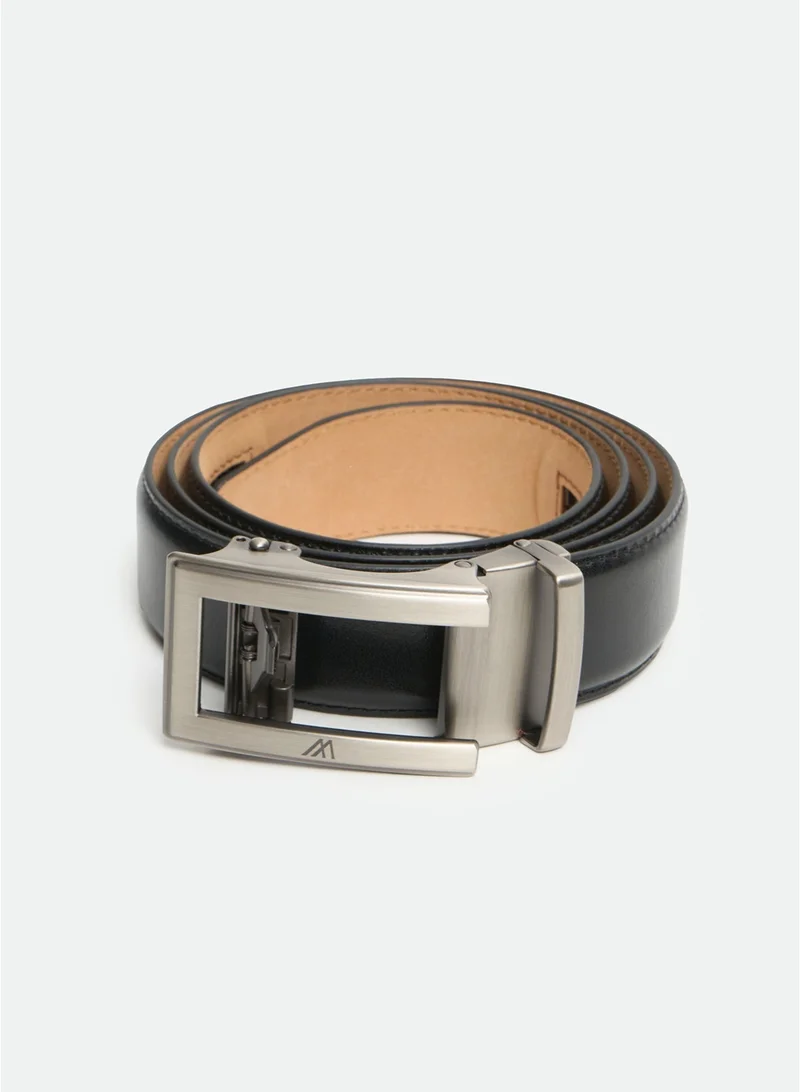 مانرزم The Helm Signature Leather Gift Set – Belt & Wallet · Black/Black with Blue Accent
