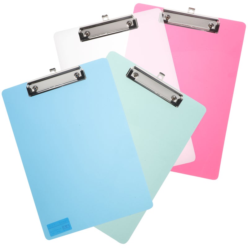 4pcs الشفافة ملونة لوحة لوحة البلاستيك A4 Clipboards لملفات ورق المذكرة عقد - Image 3
