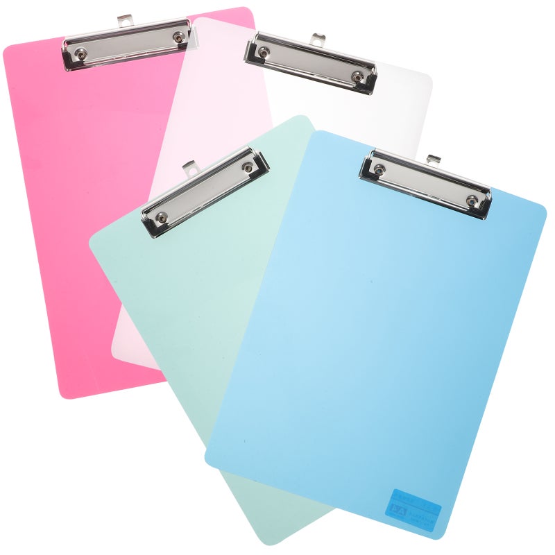 4pcs الشفافة ملونة لوحة لوحة البلاستيك A4 Clipboards لملفات ورق المذكرة عقد - Image 5