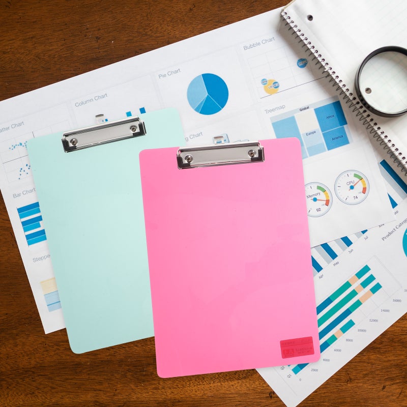 4pcs الشفافة ملونة لوحة لوحة البلاستيك A4 Clipboards لملفات ورق المذكرة عقد - Image 1