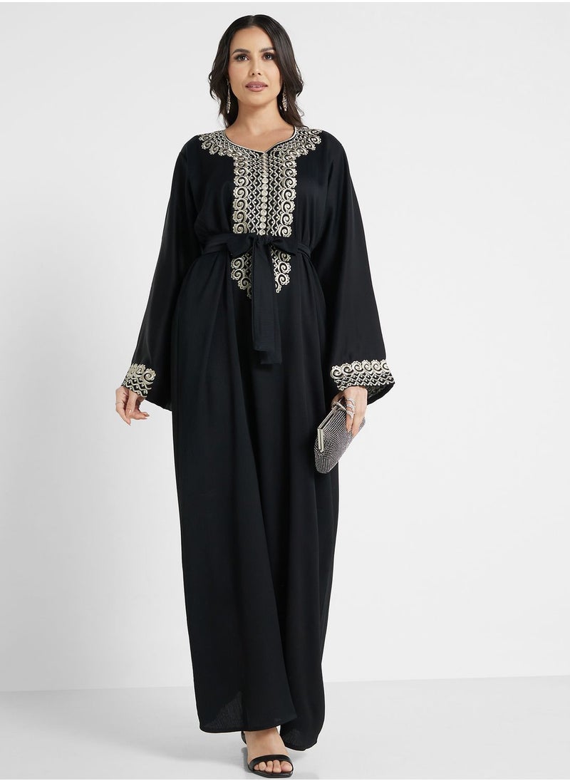 hayas closet - Embroidered Belted Jalabiya - Image 1