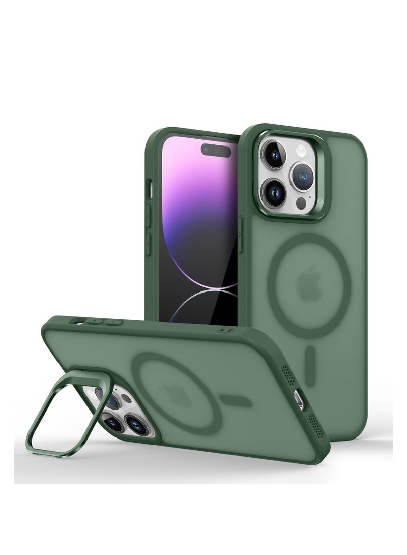 اووكاي جراب لهاتف iPhone 16 Pro Max متوافق مع MagSafe، حامل كاميرا مدمج غير مرئي، غطاء حماية شفاف غير لامع للهاتف (أخضر) - Image 1