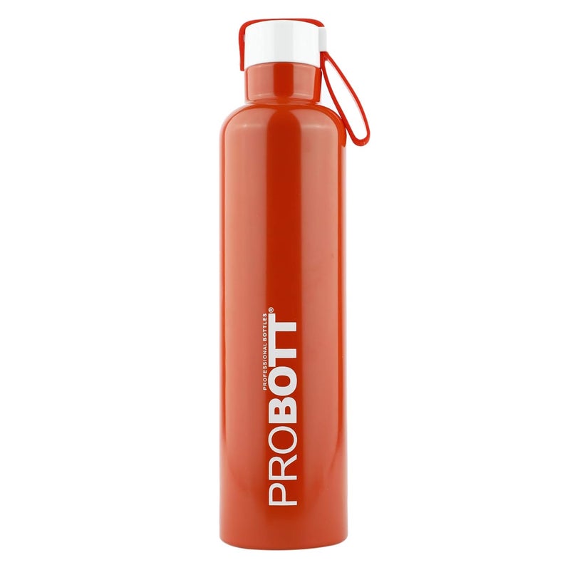 PROBOTT Probott Bang Water Bottle Stainless Steel Water Bottles Vacuum Insulated Flask Bottles 600 ml Orange Hot and Cold Easy to Carry Rust Leak Proof Tea Coffee Office Gym Travel  - Image 1