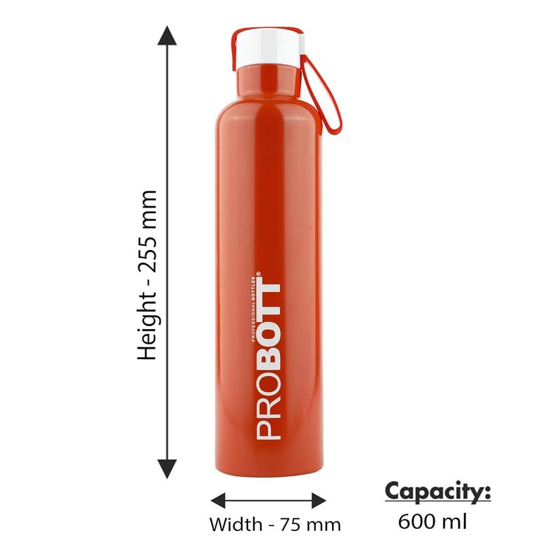 PROBOTT Probott Bang Water Bottle Stainless Steel Water Bottles Vacuum Insulated Flask Bottles 600 ml Orange Hot and Cold Easy to Carry Rust Leak Proof Tea Coffee Office Gym Travel  - Image 4