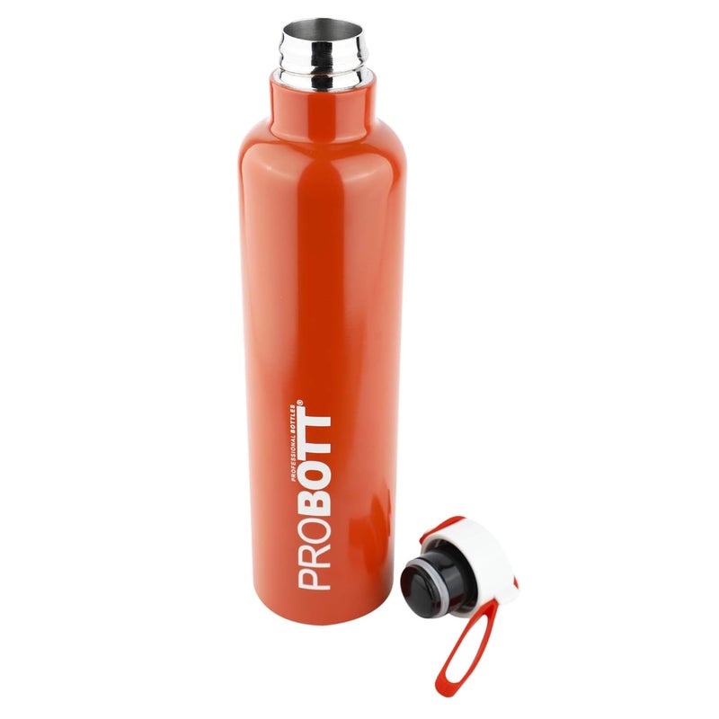 PROBOTT Probott Bang Water Bottle Stainless Steel Water Bottles Vacuum Insulated Flask Bottles 600 ml Orange Hot and Cold Easy to Carry Rust Leak Proof Tea Coffee Office Gym Travel  - Image 2