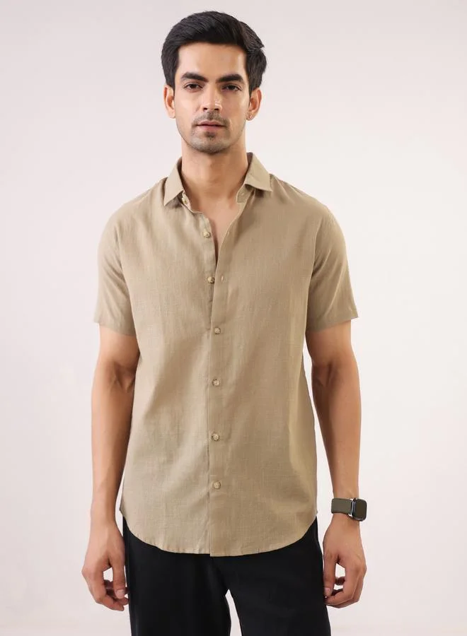 ترولوم قميص قطن سادة بقصة عادية للرجال