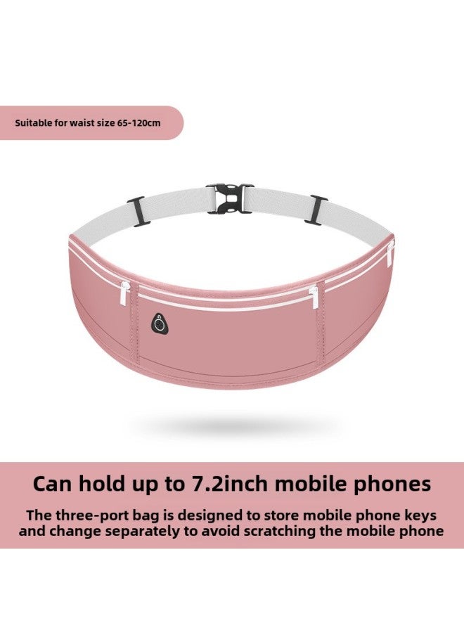 Generic Running Special Waist Bag Does Not Shake Mobile Phone Bag Ultra-thin Professional Men's And Women's Large Capacity Fitness Sports Small Bag-Color:lotus Root Powder - Image 1