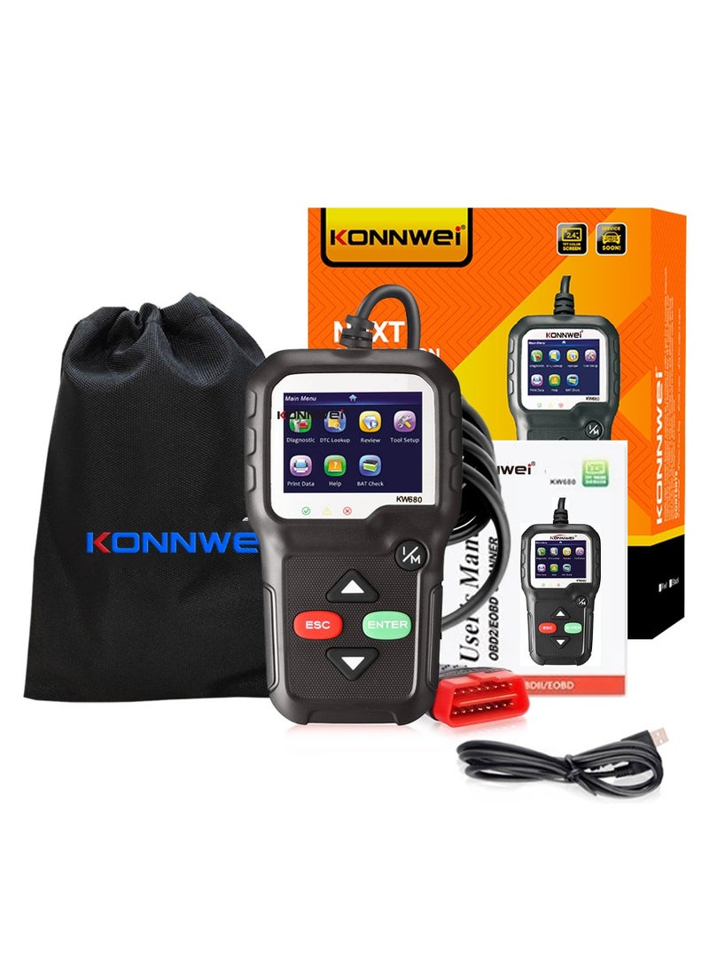 Konnwei أداة تشخيص KONNWEI OBDII CAN قارئ أكواد السيارة KW680 أداة فحص ضوء المحرك ماسح OBD II للسيارات منذ عام 1996 - Image 1