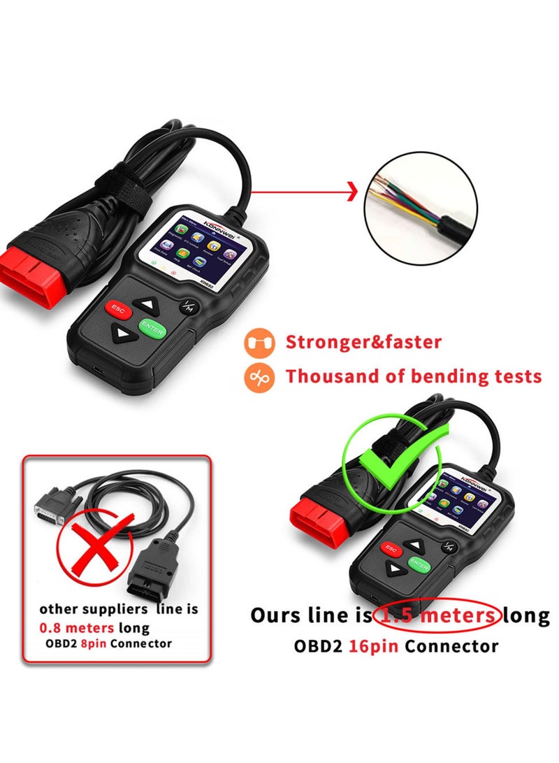 Konnwei أداة تشخيص KONNWEI OBDII CAN قارئ أكواد السيارة KW680 أداة فحص ضوء المحرك ماسح OBD II للسيارات منذ عام 1996 - Image 5