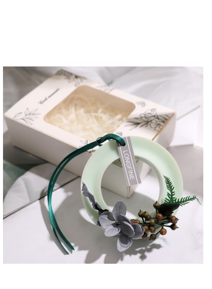 LONGFINE 1 Pack 30g Blue Wind Chime Scented Soy Bees Wax Incense Ring Shape With Flower Decoration Fragrance Bar Air Fresheners For Wardrobes Cupboards Shoe Racks Drawers Woollen Storage Washrooms 