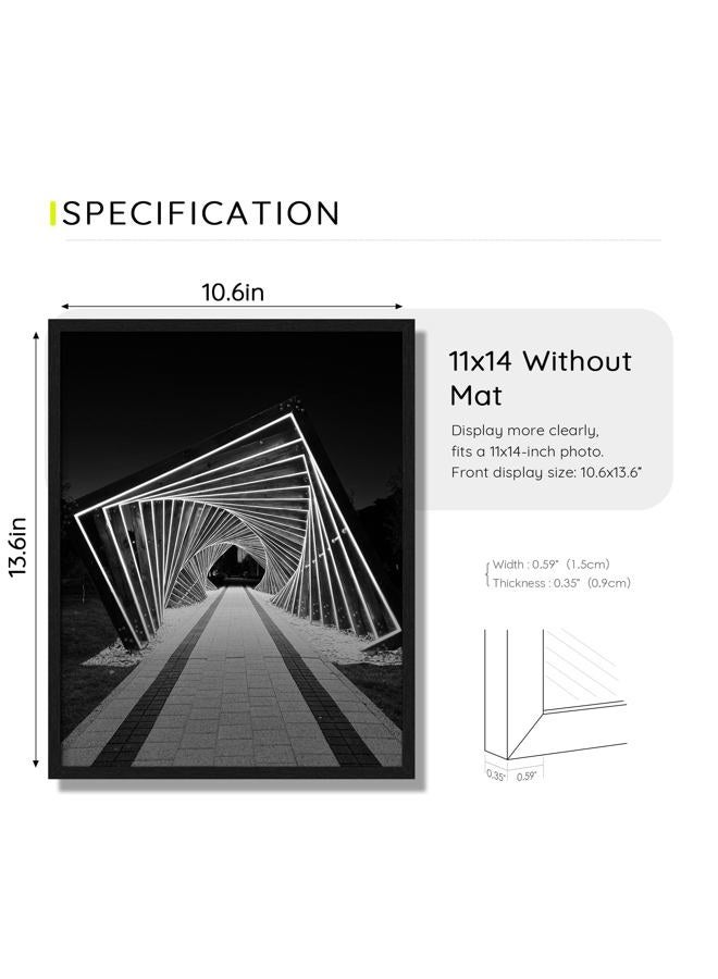 Picrit 11x14 Picture Frame Set of 12, Wall Gallery Photo Frames without Mat, Multi Photo Display for Home Decor, Black - Image 3