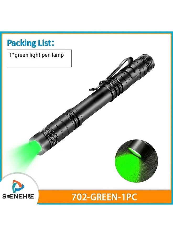 Green Light LED Flashlight Portable Aluminum Alloy Mini Torch For Outdoor Camping - Image 1
